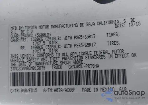 2016 Toyota Tacoma Trd Sport from USA, damaged, VIN 3TMCZ5AN0GM013879